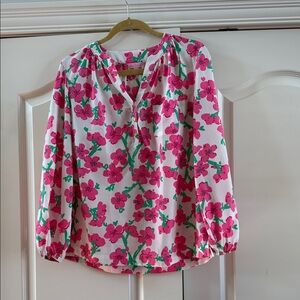 Lilly Pulitzer Pink and Green Floral Blouse